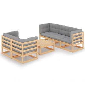 vidaXL Set mobilier de grădină cu perne, 6 piese, lemn masiv de pin imagine