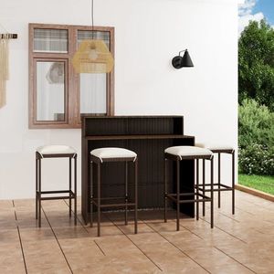 vidaXL Set mobilier bar de grădină cu perne, 5 piese, maro imagine