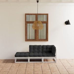 vidaXL Set mobilier de grădină cu perne, 3 piese, lemn masiv de pin imagine