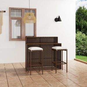 vidaXL Set mobilier bar de grădină cu perne, 3 piese, maro imagine