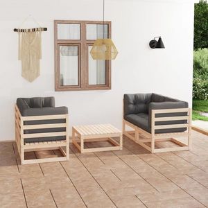 vidaXL Set mobilier de grădină cu perne, 5 piese, lemn masiv de pin imagine