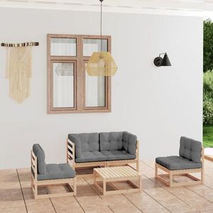 vidaXL Set mobilier de grădină, 5 piese, cu perne, lemn masiv de pin imagine