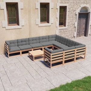 vidaXL Set mobilier grădină cu perne, 11 piese, lemn masiv de pin imagine