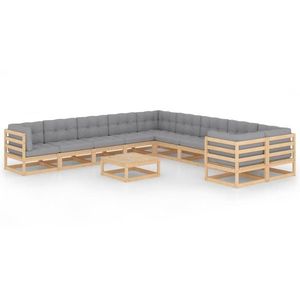 vidaXL Set mobilier grădină cu perne, 11 piese, lemn masiv de pin imagine