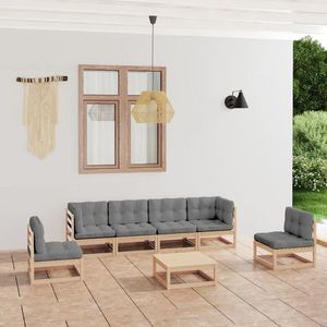 vidaXL Set mobilier de grădină, 7 piese, cu perne, lemn masiv de pin imagine