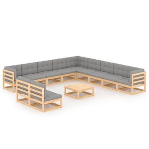 vidaXL Set mobilier grădină cu perne, 12 piese, lemn masiv de pin imagine