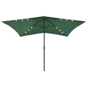 vidaXL Umbrelă de soare cu stâlp din oțel & LED-uri, verde, 2x3 m imagine