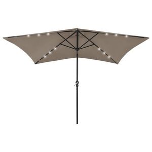 vidaXL Umbrelă de soare cu stâlp din oțel & LED-uri, gri taupe, 2x3 m imagine