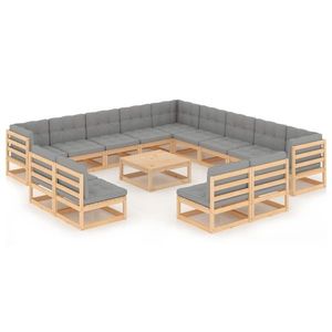 vidaXL Set mobilier de grădină cu perne, 14 piese, lemn masiv de pin imagine