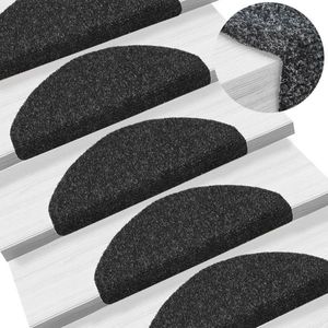vidaXL Covorașe scări autoadezive, 10 buc., negru, 65x21x4 cm, punch imagine