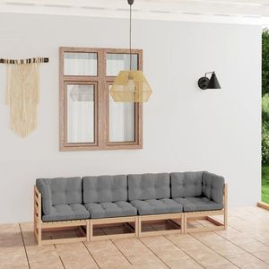 vidaXL Canapea de grădină cu 4 locuri, cu perne, lemn masiv de pin imagine