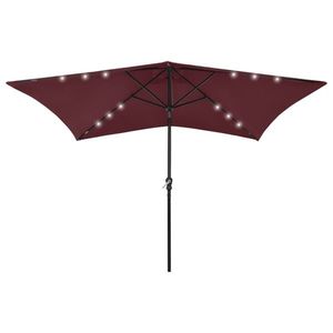 vidaXL Umbrelă de soare cu stâlp din oțel & LED-uri, roșu bordo, 2x3 m imagine