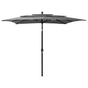 vidaXL Umbrelă de soare 3 niveluri, stâlp aluminiu, antracit 2, 5x2, 5 m imagine