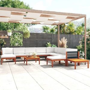 vidaXL Set mobilier de grădină cu perne 12 piese crem lemn masiv acacia imagine