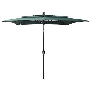 vidaXL Umbrelă de soare 3 niveluri, stâlp aluminiu, verde, 2, 5x2, 5 m imagine