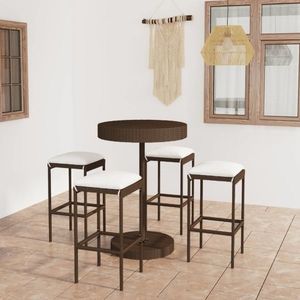 vidaXL Set mobilier bar de grădină cu perne, 5 piese, maro, poliratan imagine