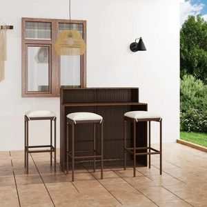 vidaXL Set mobilier bar de grădină cu perne, 4 piese, maro imagine