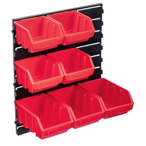 vidaXL Set cutii de depozitare 8 piese cu panou de perete, roșu&negru imagine