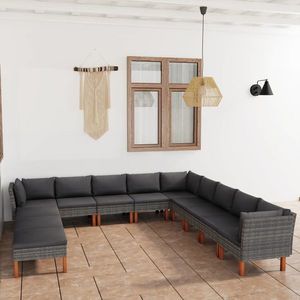 vidaXL Set mobilier de grădină cu perne, 12 piese, gri, poliratan imagine