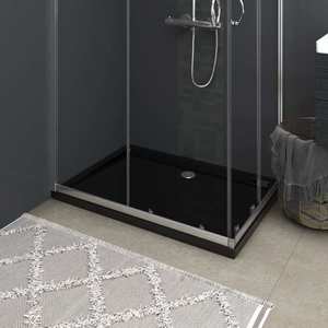 vidaXL Cădiță de duș dreptunghiulară din ABS, negru, 80 x 110 cm imagine