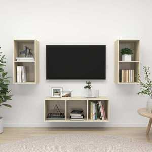 vidaXL Set de dulapuri TV, 3 piese, stejar Sonoma, lemn prelucrat imagine
