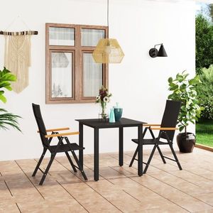 vidaXL Set de masă pentru grădină, 3 piese, negru și maro imagine