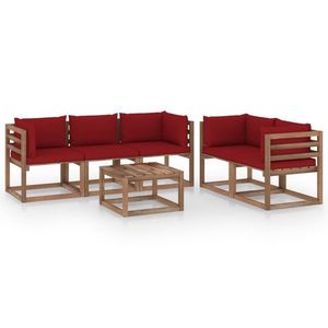 vidaXL Set mobilier de relaxare pentru grădină perne roșu vin 6 piese imagine