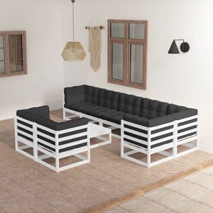 vidaXL Set mobilier de grădină cu perne, 9 piese, lemn masiv pin imagine
