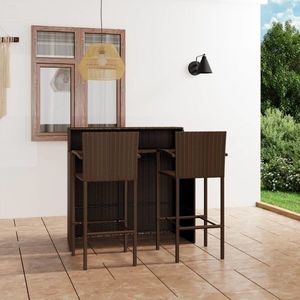 vidaXL Set mobilier de bar de grădină, 3 piese, maro imagine