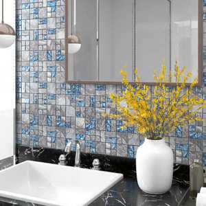 vidaXL Plăci mozaic, 22 buc., gri și albastru, 30x30 cm, sticlă imagine