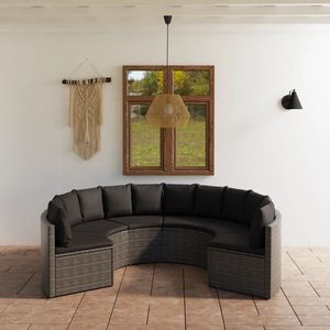 vidaXL Set mobilier de grădină cu perne, 6 piese, gri, poliratan imagine