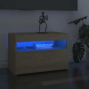 vidaXL Comode TV cu lumini LED, 2 buc., stejar Sonoma, 60x35x40 cm imagine