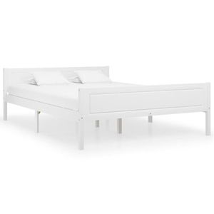vidaXL Cadru de pat, alb, 160x200 cm, lemn de pin masiv imagine