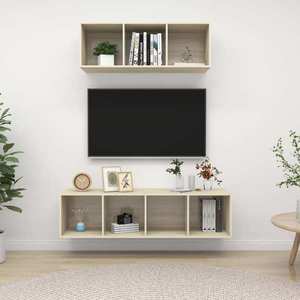 vidaXL Set de dulapuri TV, 2 piese, stejar sonoma, lemn prelucrat imagine