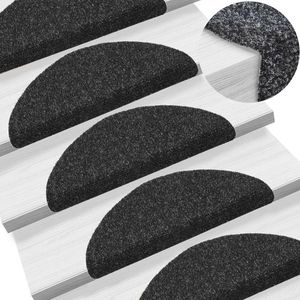 vidaXL Covorașe scări autoadezive, 5 buc., negru, 56x17x3 cm, punch imagine