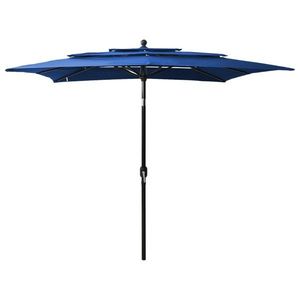 vidaXL Umbrelă soare 3 niveluri, stâlp de aluminiu, azuriu, 2, 5x2, 5 m imagine