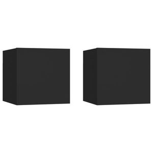 vidaXL Noptiere, 2 buc., negru, 30, 5x30x30 cm, lemn prelucrat imagine