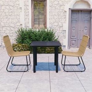vidaXL Set mobilier de exterior, 3 piese, poliratan și sticlă imagine