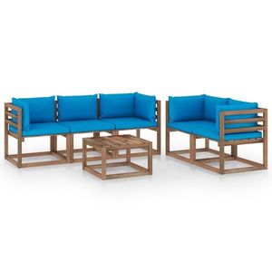 vidaXL Set mobilier de grădină cu perne albastru deschis, 6 piese imagine