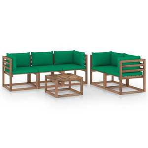 vidaXL Set mobilier de grădină cu perne verzi, 6 piese imagine