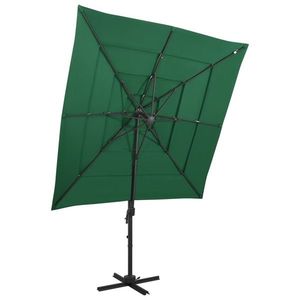 vidaXL Umbrelă de soare 4 niveluri, stâlp aluminiu, verde, 250x250 cm imagine