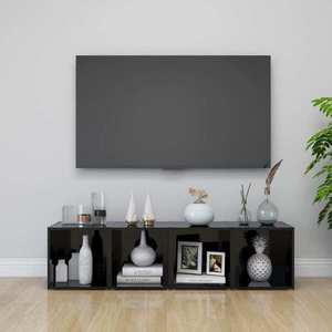 vidaXL Comode TV, 4 buc., negru extralucios, 37x35x37 cm, PAL imagine