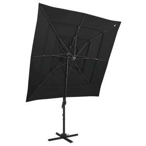 vidaXL Umbrelă de soare 4 niveluri stâlp aluminiu negru 250x250 cm imagine