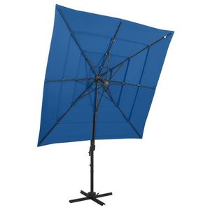 vidaXL Umbrelă de soare 4 niveluri, stâlp aluminiu, azuriu, 250x250 cm imagine