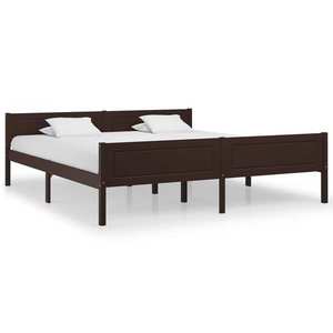 vidaXL Cadru de pat, maro închis, 180x200 cm, lemn masiv de pin imagine