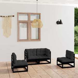 vidaXL Set mobilier grădină cu perne, 4 piese, lemn masiv pin imagine