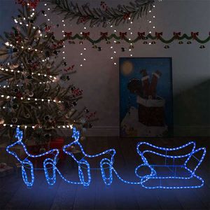 vidaXL Decorațiune de Crăciun de exterior, cu reni & sanie, 576 leduri imagine