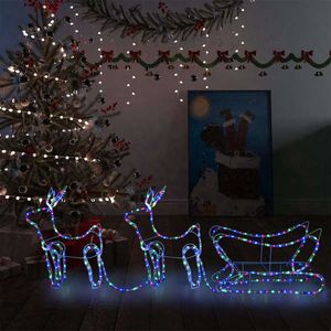 Decoratiune de Craciun cu reni si sanie, 576 LED-uri, exterior imagine