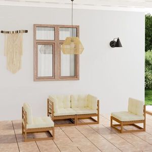 vidaXL Set mobilier de grădină cu perne, 4 piese, lemn masiv pin imagine