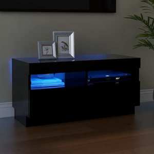 vidaXL Comodă TV cu lumini LED, negru, 80x35x40 cm imagine
